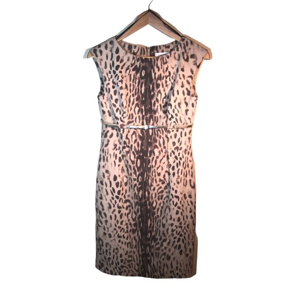 Calvin Klein Dresses & Skirts - Calvin Klein midi shift Leopard print dress size 4